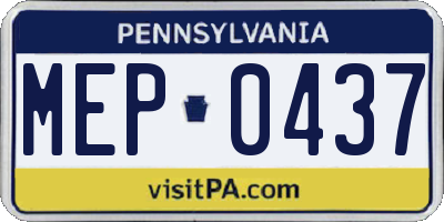 PA license plate MEP0437