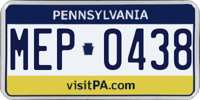 PA license plate MEP0438