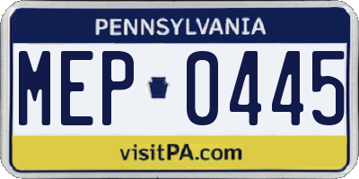 PA license plate MEP0445