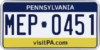 PA license plate MEP0451