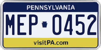 PA license plate MEP0452