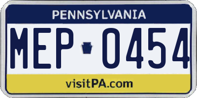 PA license plate MEP0454