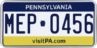 PA license plate MEP0456