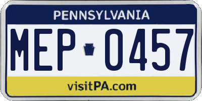 PA license plate MEP0457