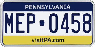 PA license plate MEP0458