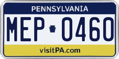 PA license plate MEP0460