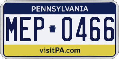 PA license plate MEP0466