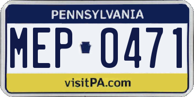PA license plate MEP0471