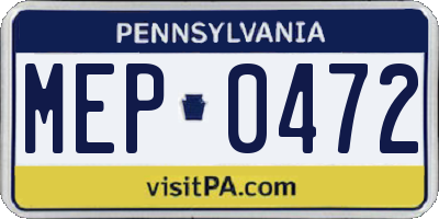 PA license plate MEP0472