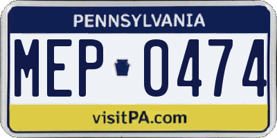 PA license plate MEP0474