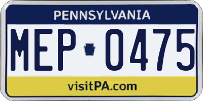 PA license plate MEP0475
