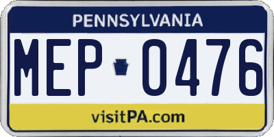 PA license plate MEP0476
