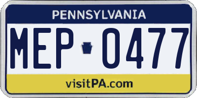PA license plate MEP0477