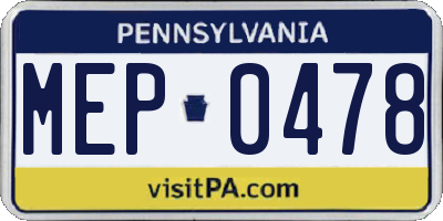 PA license plate MEP0478