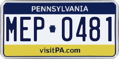 PA license plate MEP0481