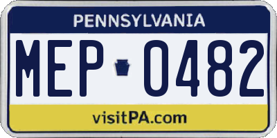 PA license plate MEP0482