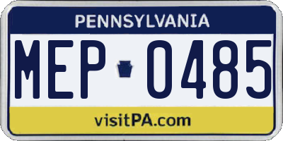 PA license plate MEP0485