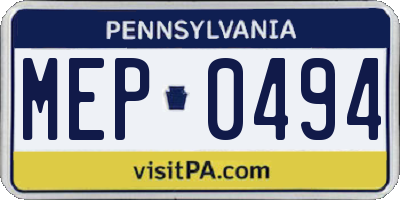 PA license plate MEP0494