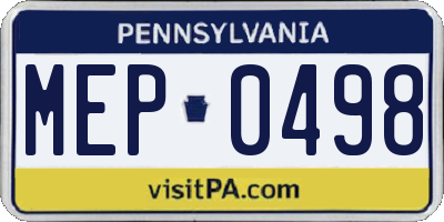 PA license plate MEP0498