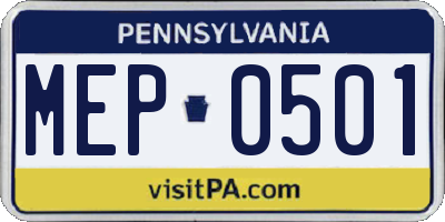 PA license plate MEP0501
