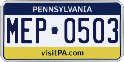 PA license plate MEP0503