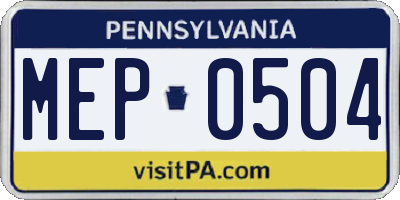 PA license plate MEP0504