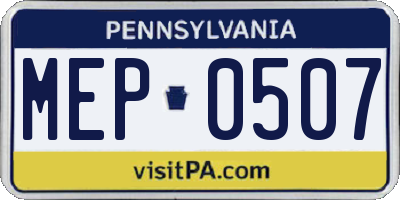 PA license plate MEP0507