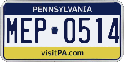 PA license plate MEP0514