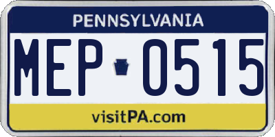 PA license plate MEP0515
