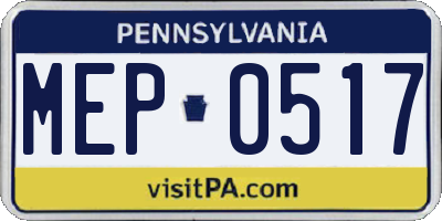 PA license plate MEP0517