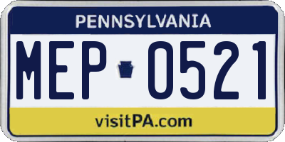 PA license plate MEP0521