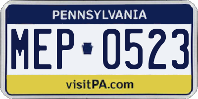 PA license plate MEP0523