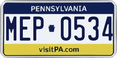 PA license plate MEP0534