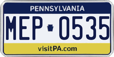 PA license plate MEP0535