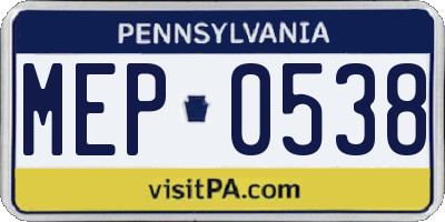 PA license plate MEP0538