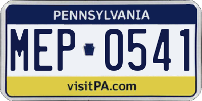 PA license plate MEP0541