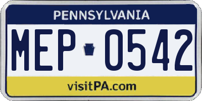PA license plate MEP0542