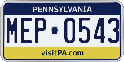 PA license plate MEP0543