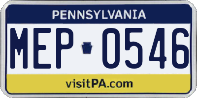 PA license plate MEP0546