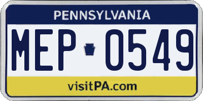PA license plate MEP0549