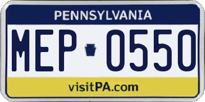 PA license plate MEP0550