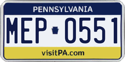 PA license plate MEP0551