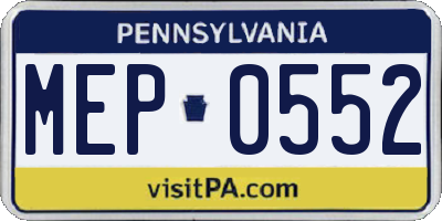 PA license plate MEP0552