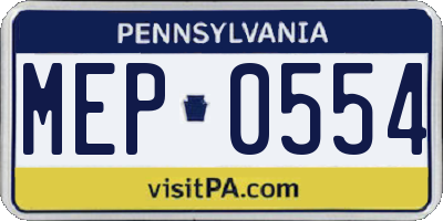 PA license plate MEP0554