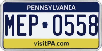 PA license plate MEP0558
