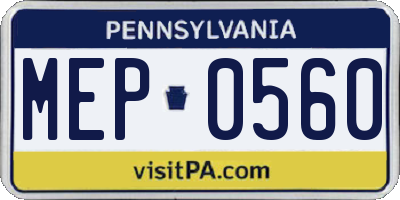 PA license plate MEP0560