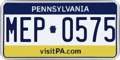 PA license plate MEP0575