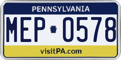 PA license plate MEP0578