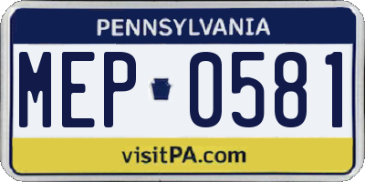 PA license plate MEP0581