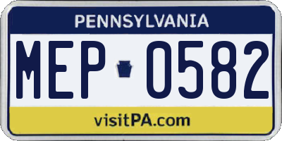 PA license plate MEP0582